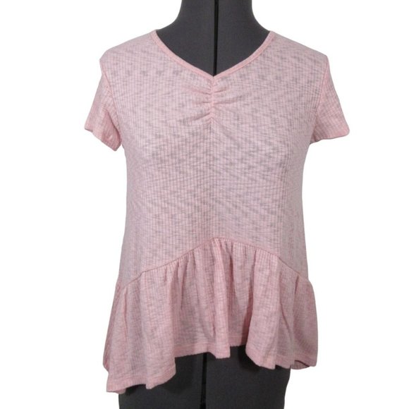 Good Luck Girl pink waffle cinched waterfall t-shirt‎ - Picture 1 of 11